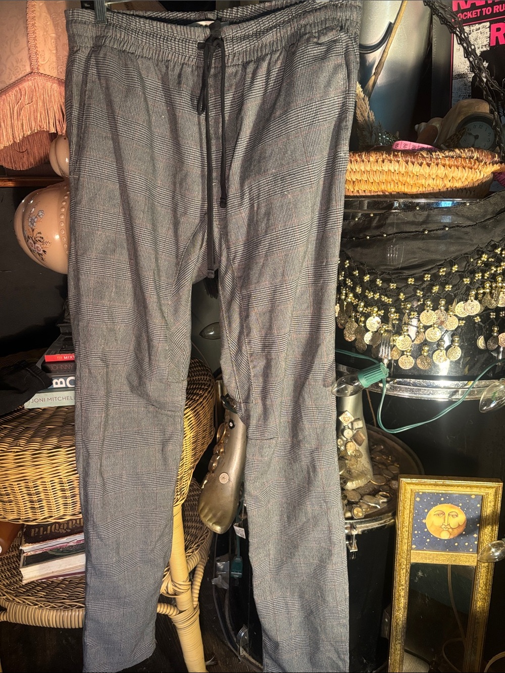 PacSun Gray Plaid Drawstring Joggers